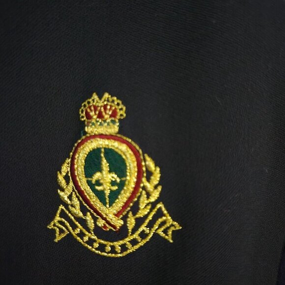 Liz Claiborne Vintage Navy Wool Embroidered Crests Gold Button Vest Size 10 - Picture 4 of 6